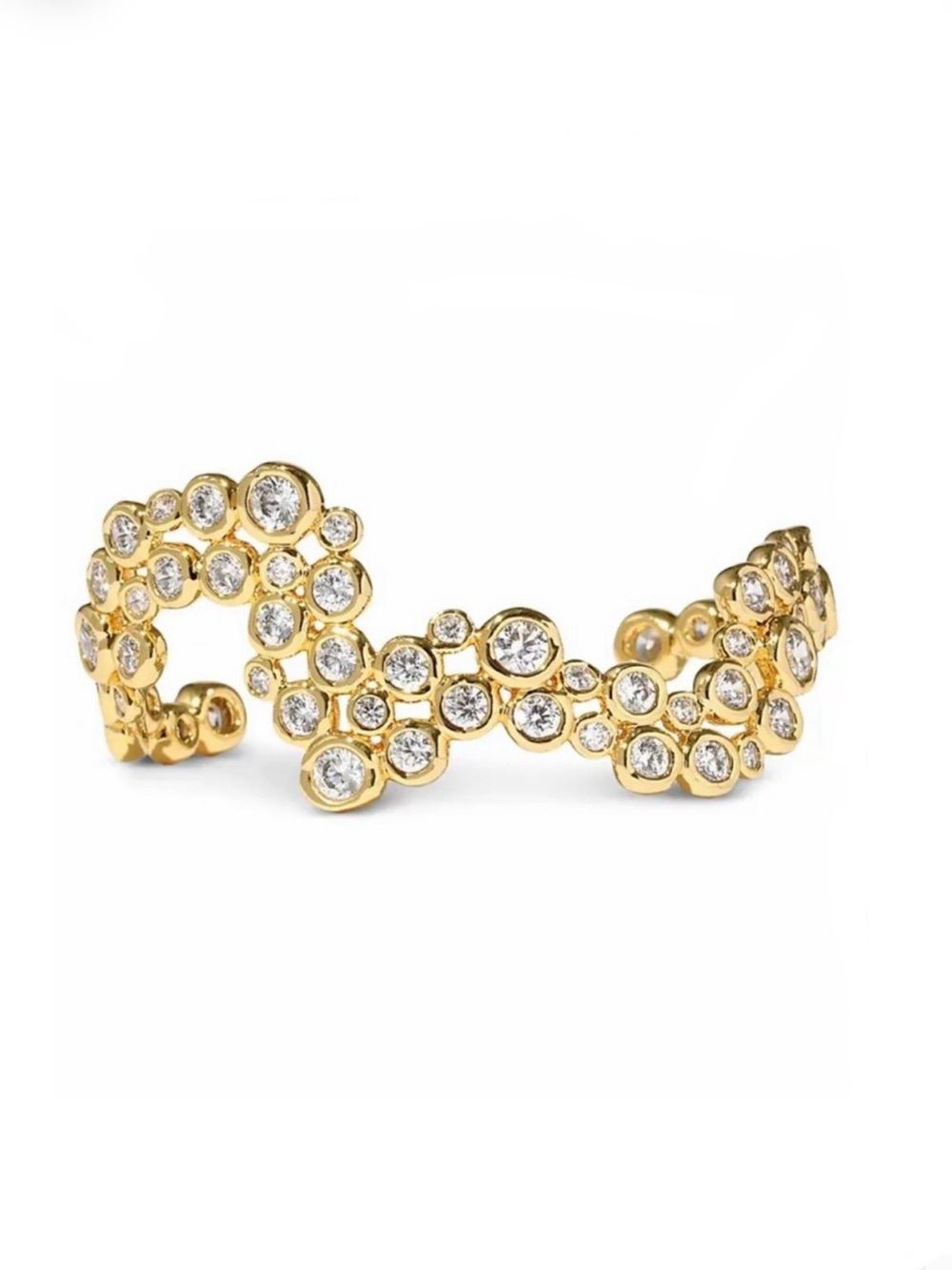 NEW Alexis Bittar Asterales Wave Cuff Bracelet Gold Clear C Z JL05